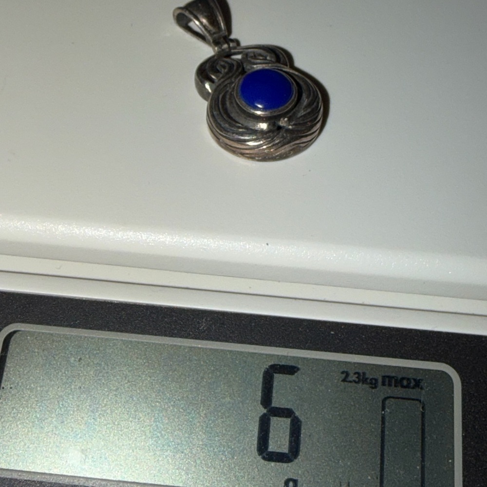Western Theme Lapis Lazuli Y2K Sterling Silver 925 Pendant Art Nouveau NEW - Picture 4 of 4